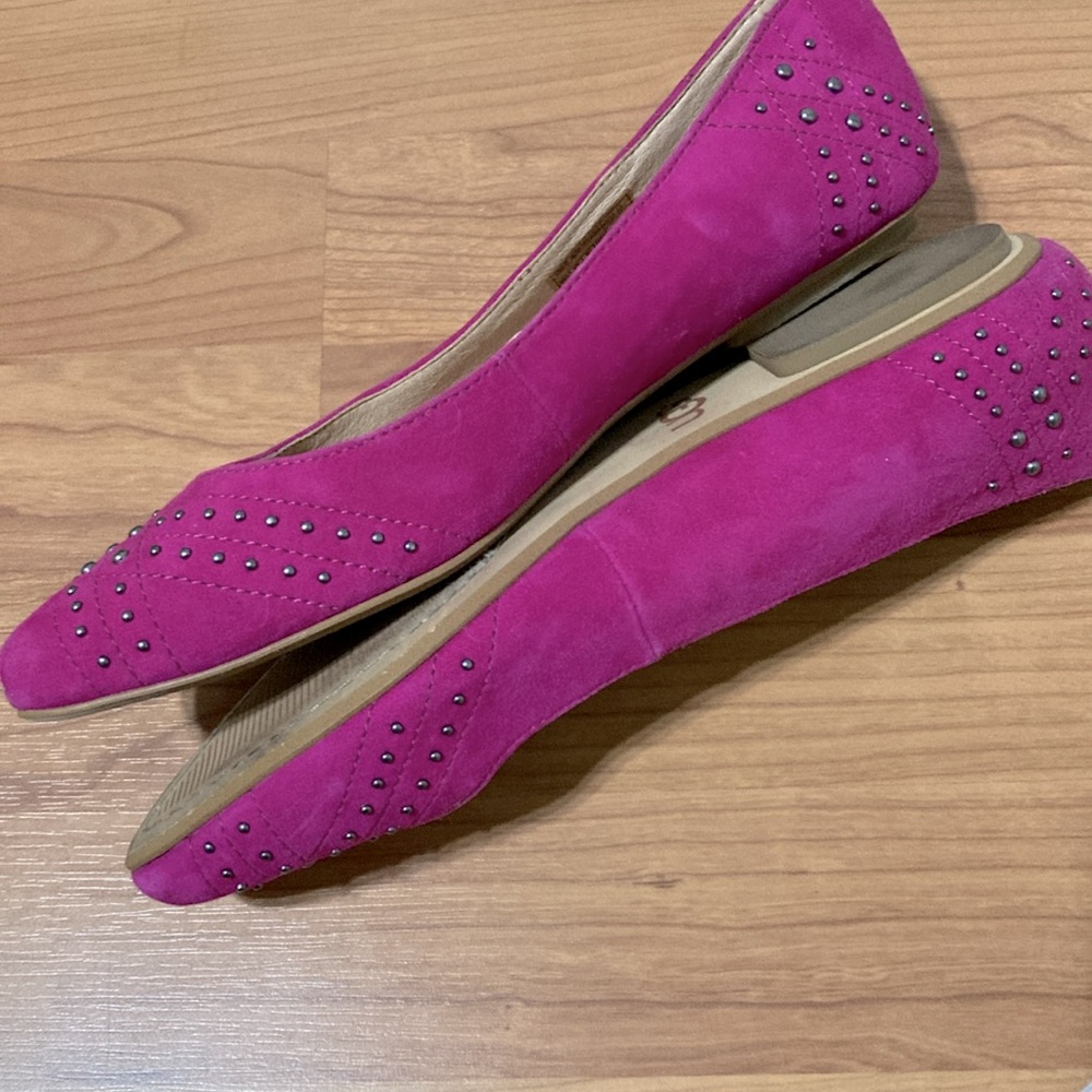 UGG Studded Raspberry Suede Flats